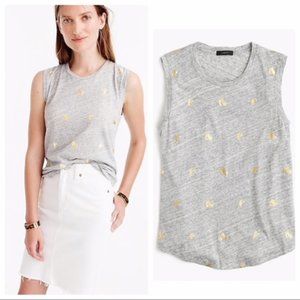 J.Crew Metallic Banana Print Cotton Blend Top (fits XXS to S)
